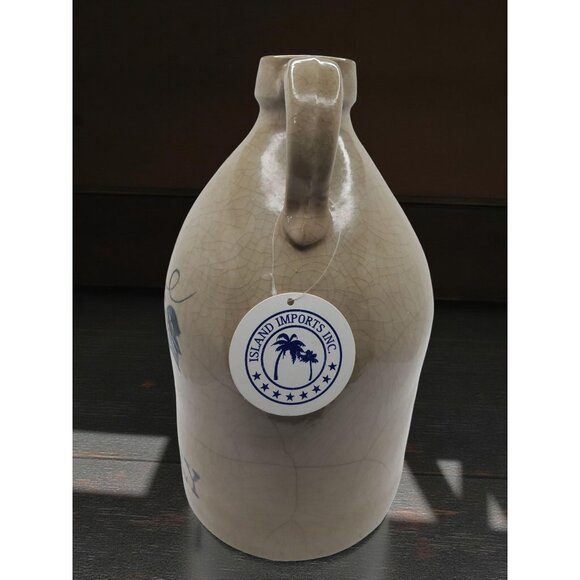 vintage island imports pottery ceramic glazed jug grape vine and winery. - Picture 4 of 10